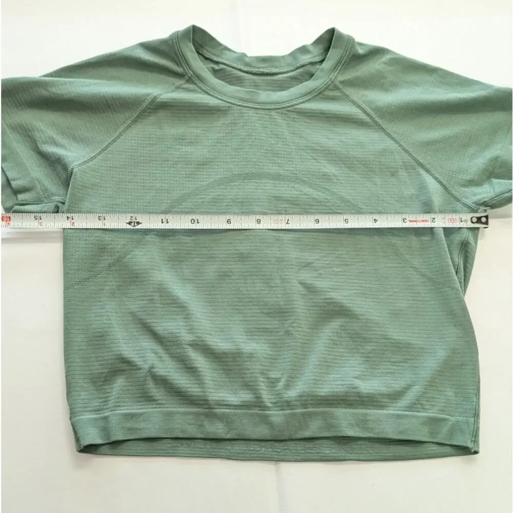 Lululemon Swiftly Tech Crop Top Womens 6 Green Crewneck Short Sleeve